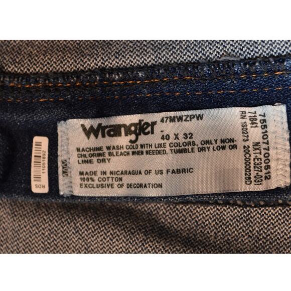 Wrangler 47mwz Regular Fit Men's 40x32 Western Denim Blue Cotton Jeans - Picture 7 of 9